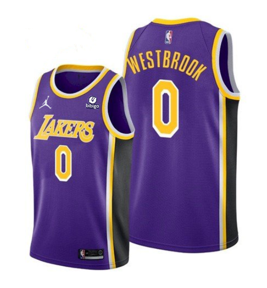 Men's Purple Los Angeles Lakers #0 Russell Westbrook Stitched Jersey